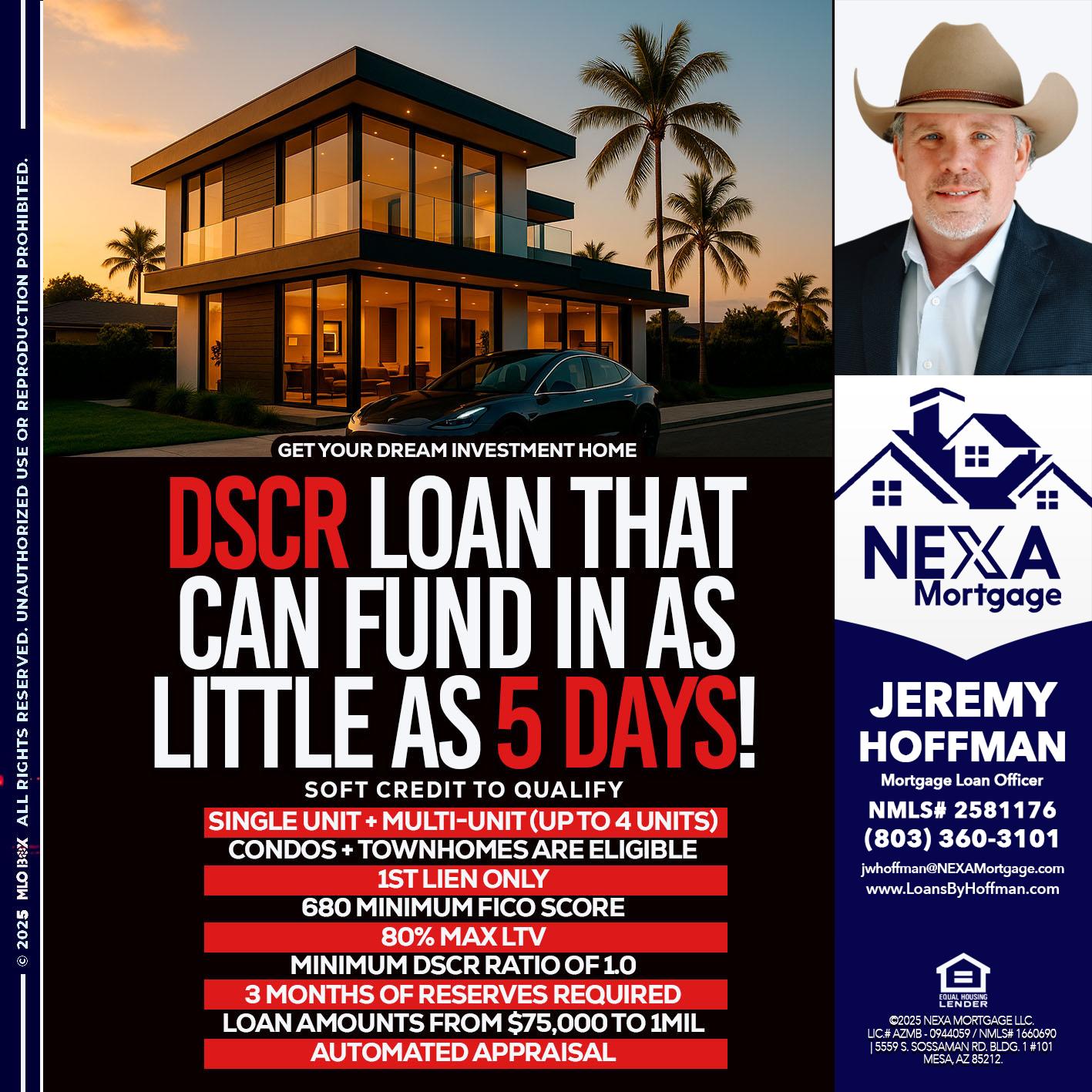 DSCR LOAN - Jeremy Hoffman -Mortgage Loan Officer