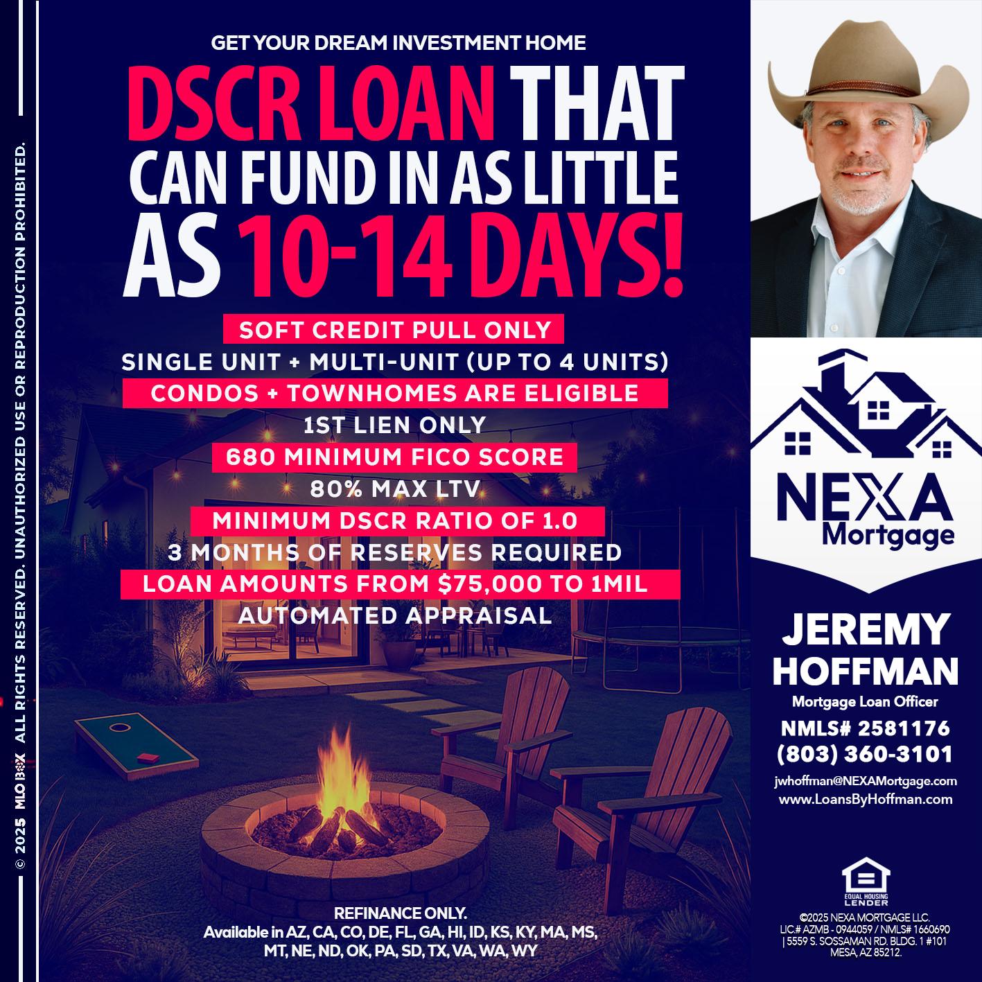 DSCR LOAN - Jeremy Hoffman -Mortgage Loan Officer