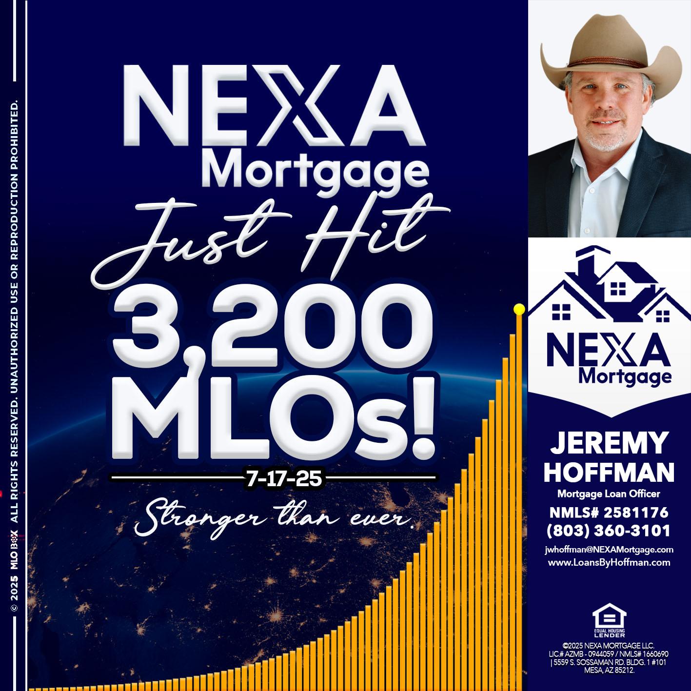 JUST HIT 3,200 MLOs - Jeremy Hoffman -Mortgage Loan Officer