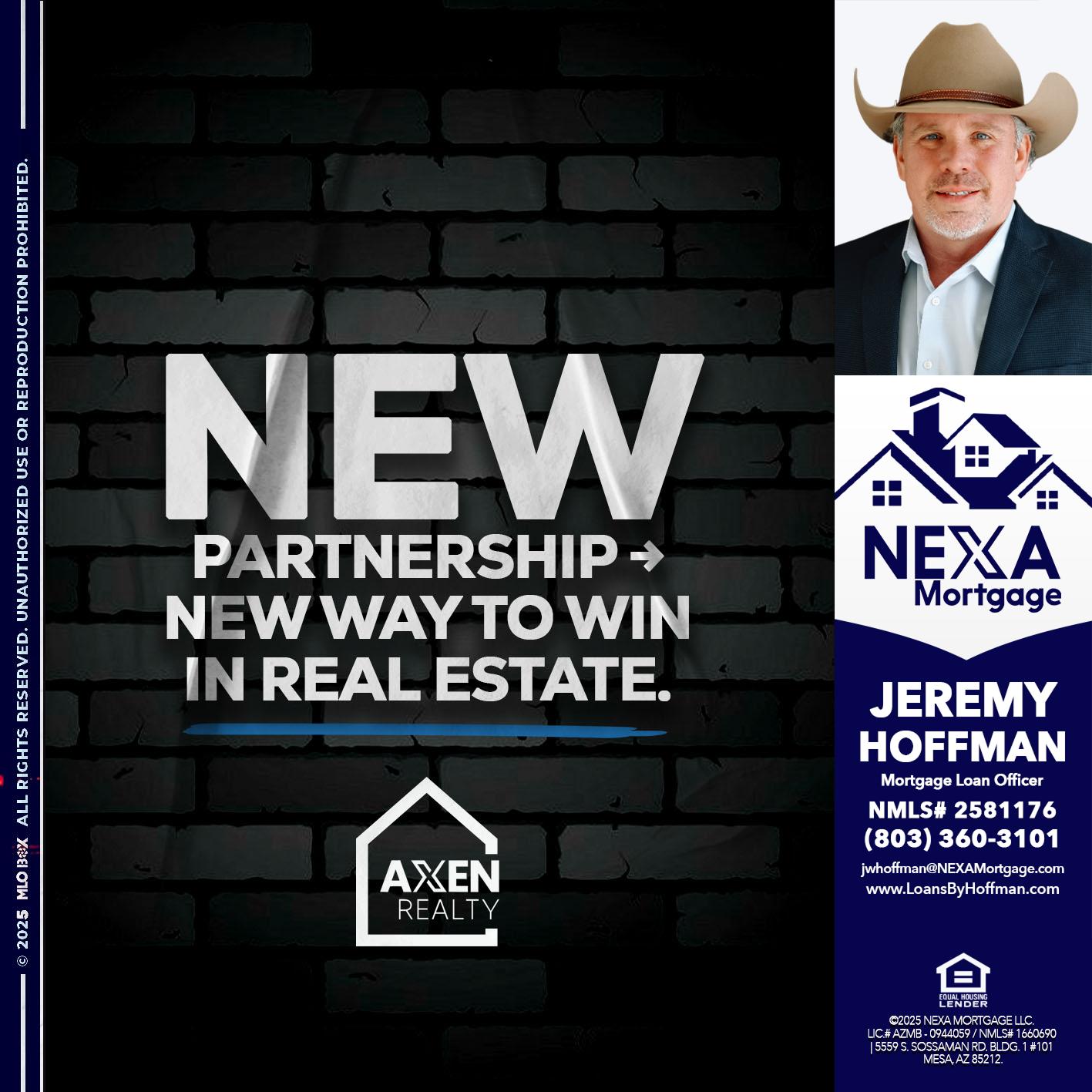 new partnership - Jeremy Hoffman -Mortgage Loan Officer