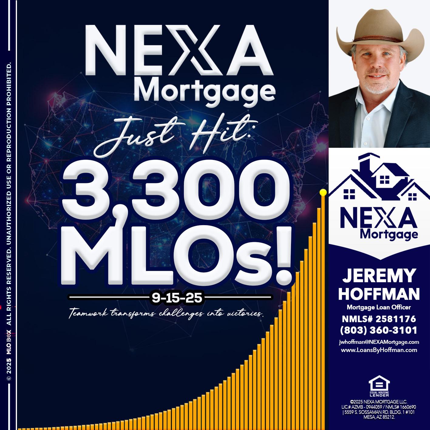 NEXA JUST HIT 3300 MLOS - Jeremy Hoffman -Mortgage Loan Officer