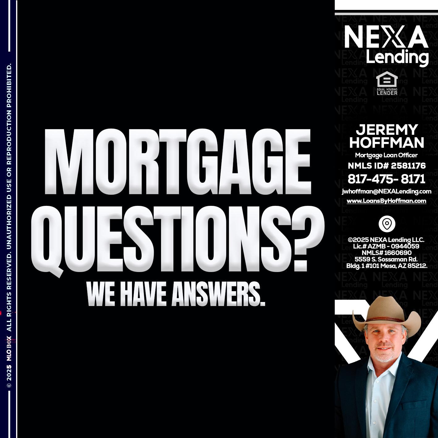 mortgage questions - Jeremy Hoffman -Mortgage Loan Officer