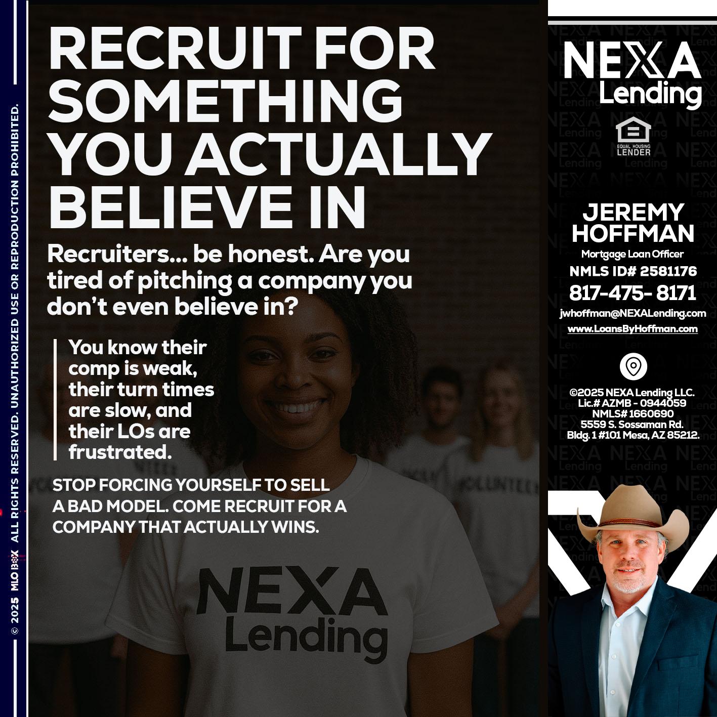 RECRUITING - Jeremy Hoffman -Mortgage Loan Officer