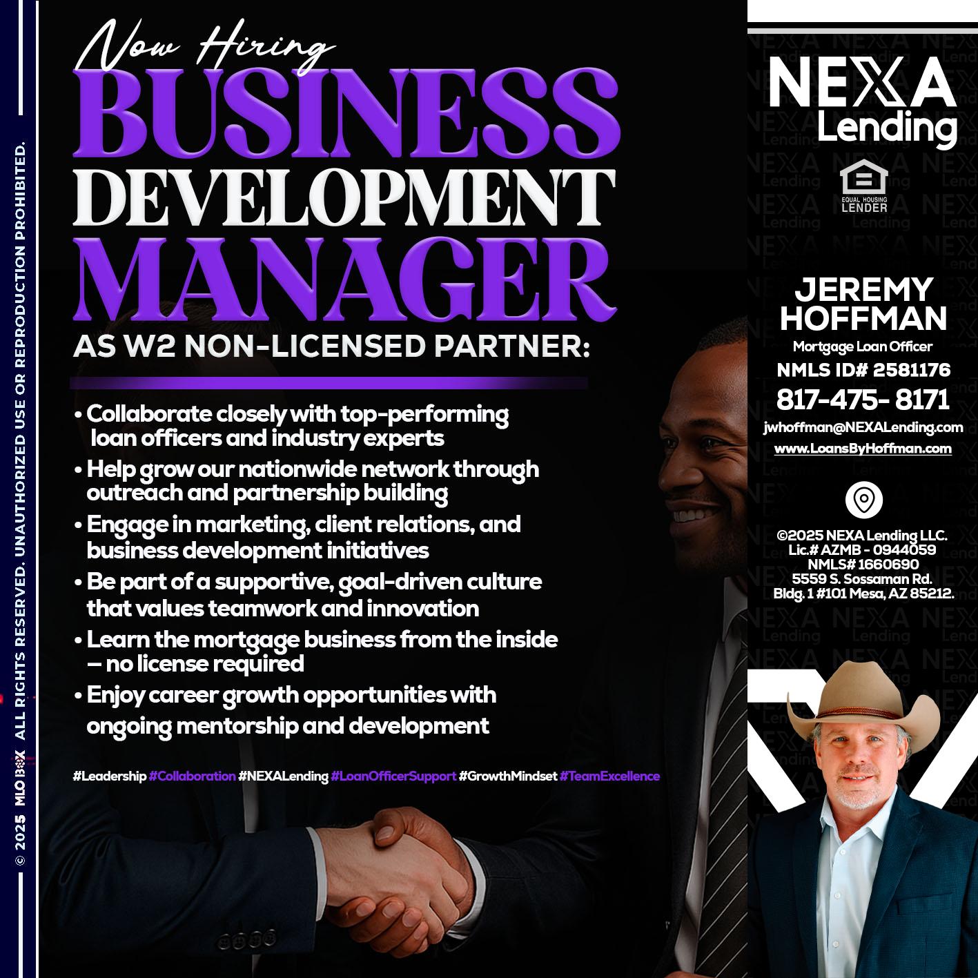 NOW HIRING - Jeremy Hoffman -Mortgage Loan Officer