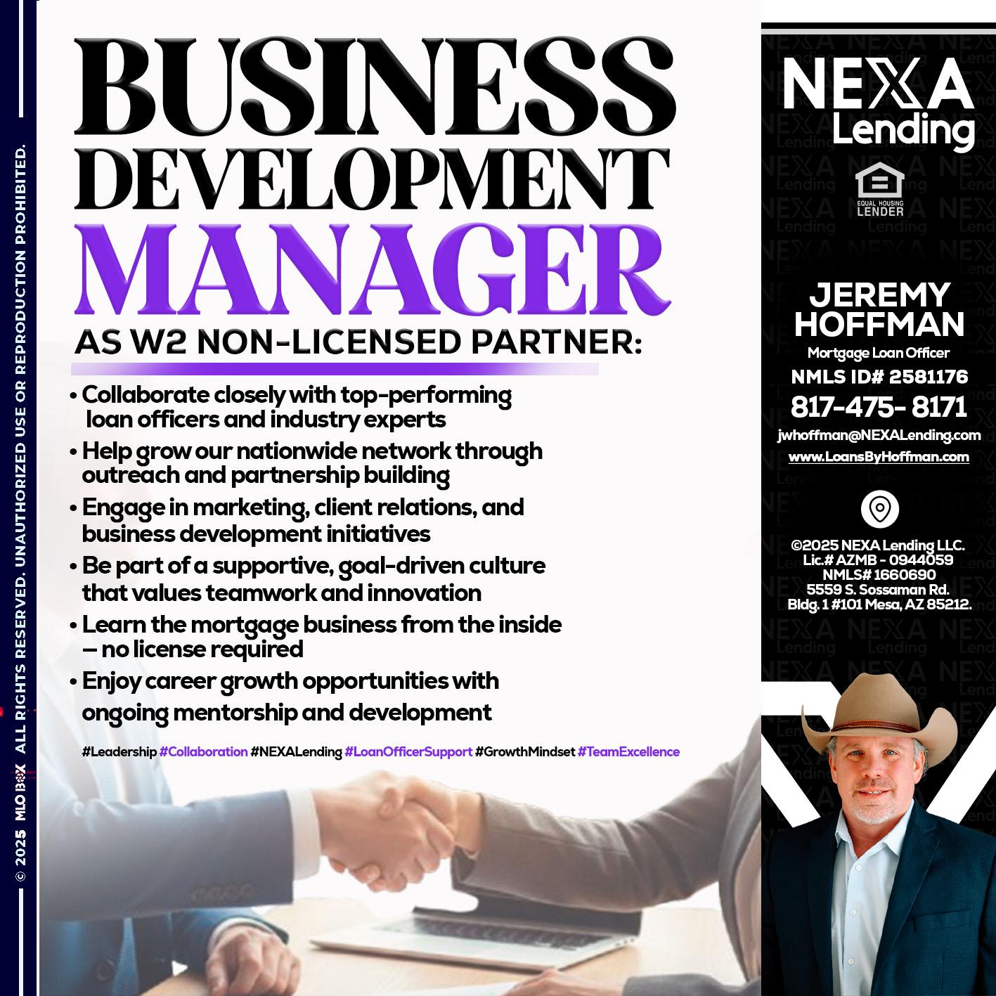 business development - Jeremy Hoffman -Mortgage Loan Officer