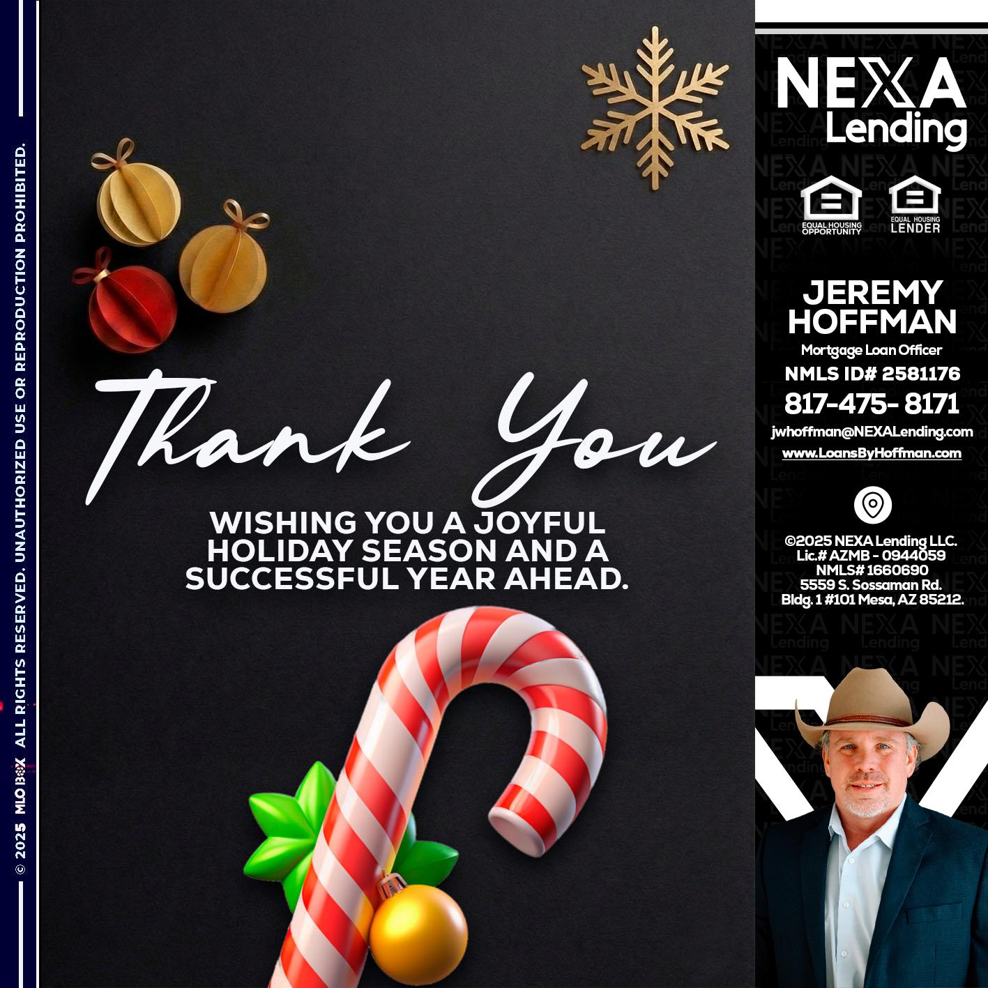 THANK YOU - Jeremy Hoffman -Mortgage Loan Officer