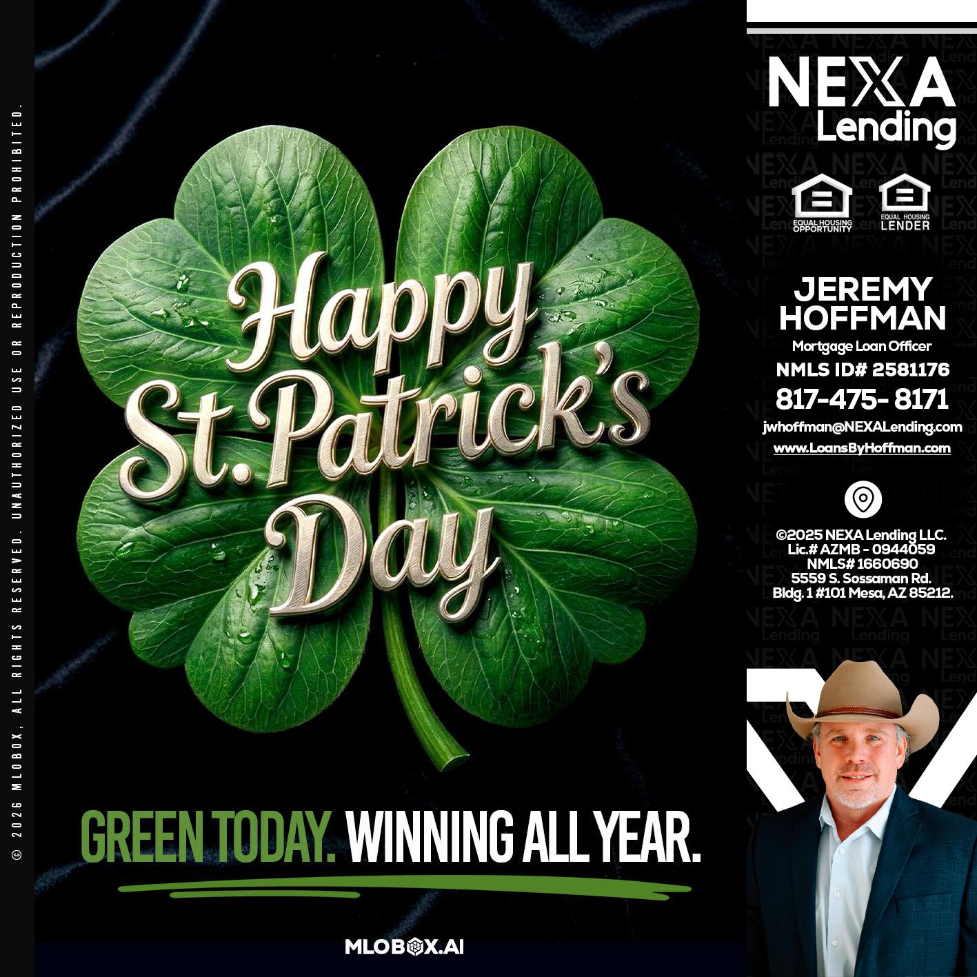 happy st. Patricks day - Jeremy Hoffman -Mortgage Loan Officer