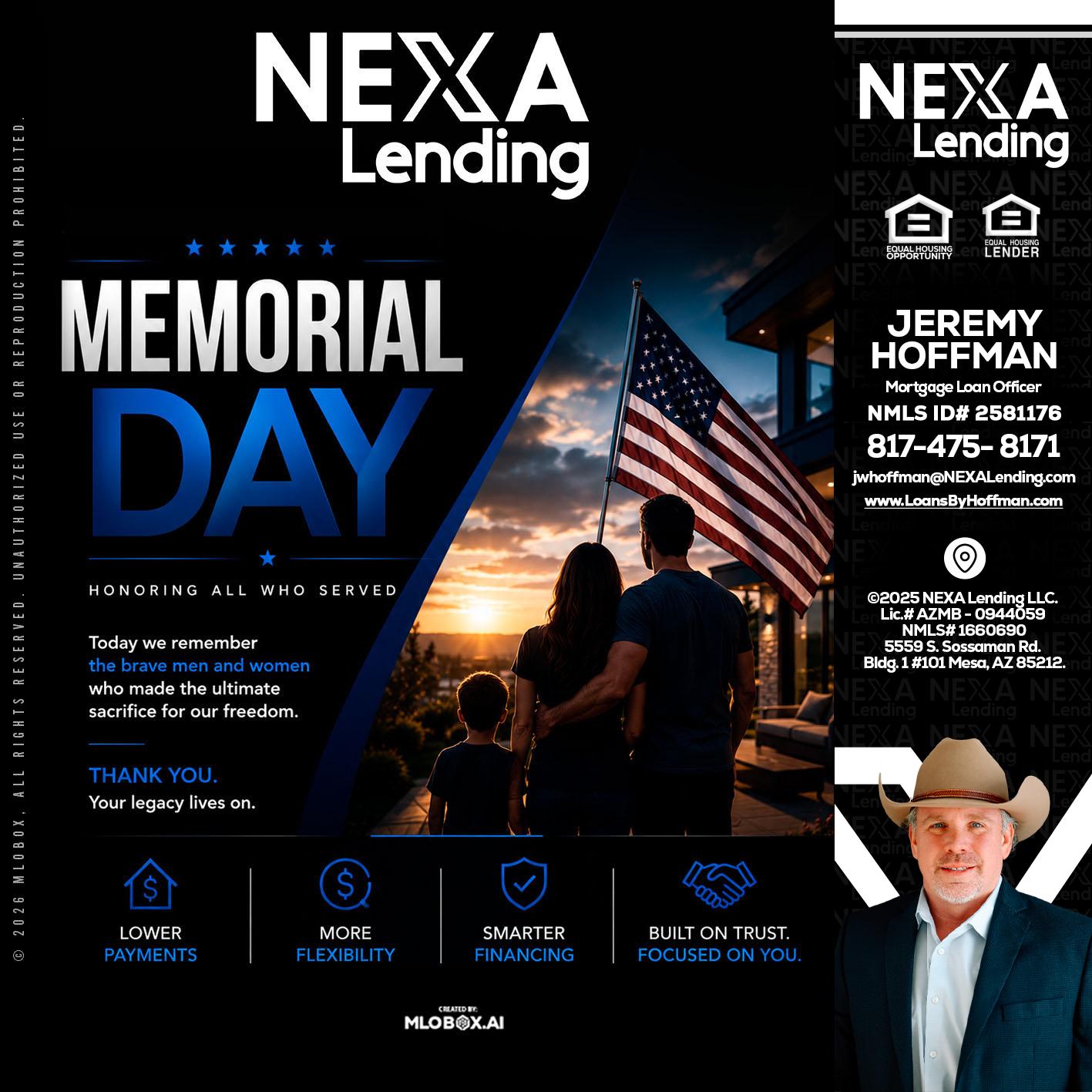 MEMORIAL DAY - Jeremy Hoffman -Mortgage Loan Officer