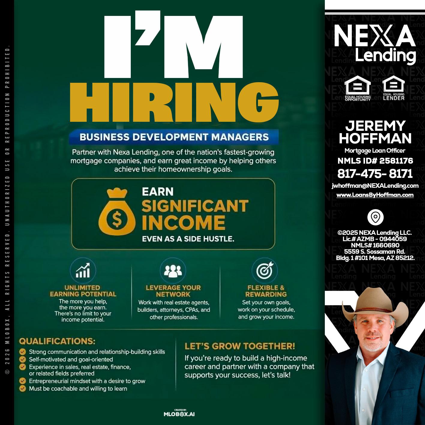 IM HIRING - Jeremy Hoffman -Mortgage Loan Officer