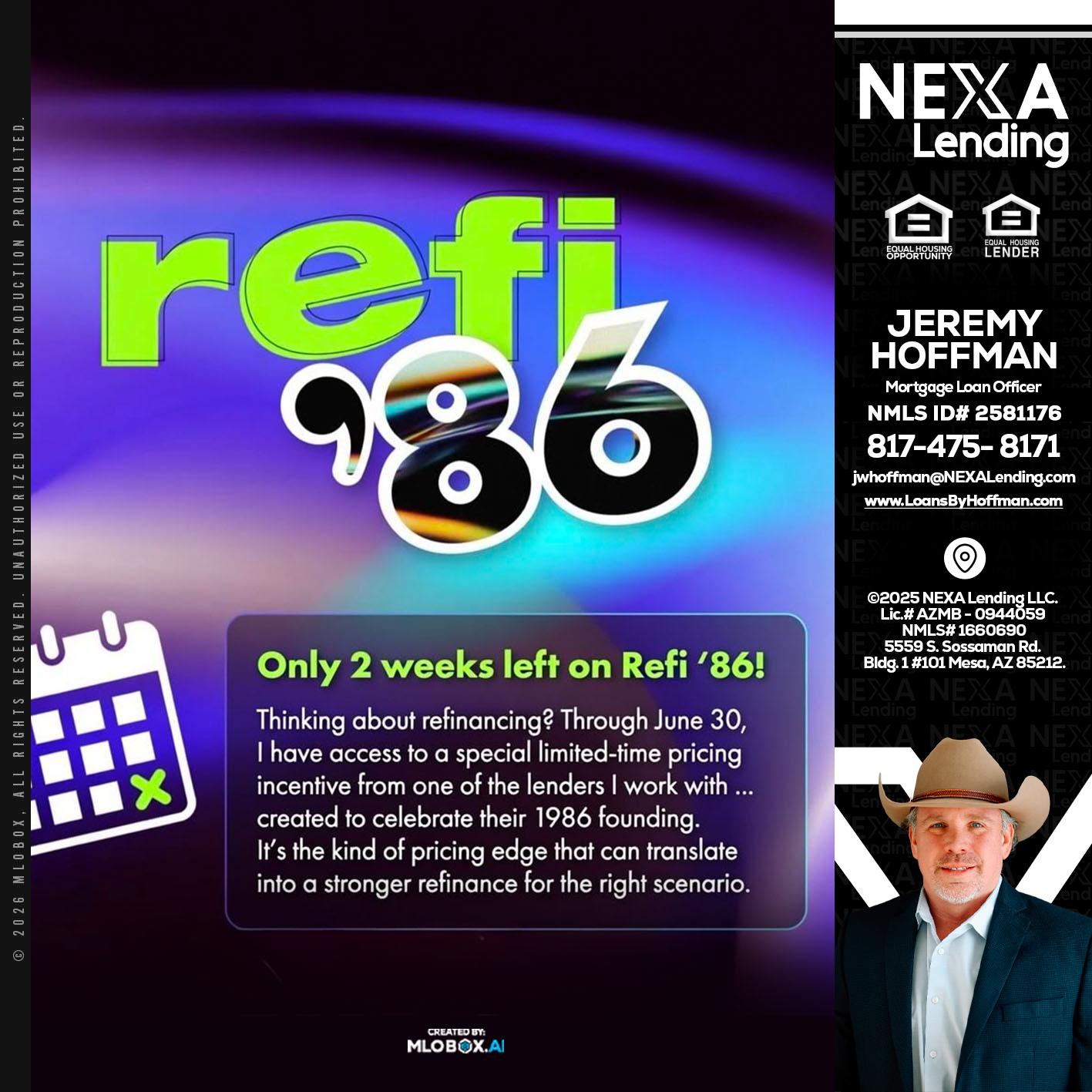 REFI 86 - Jeremy Hoffman -Mortgage Loan Officer