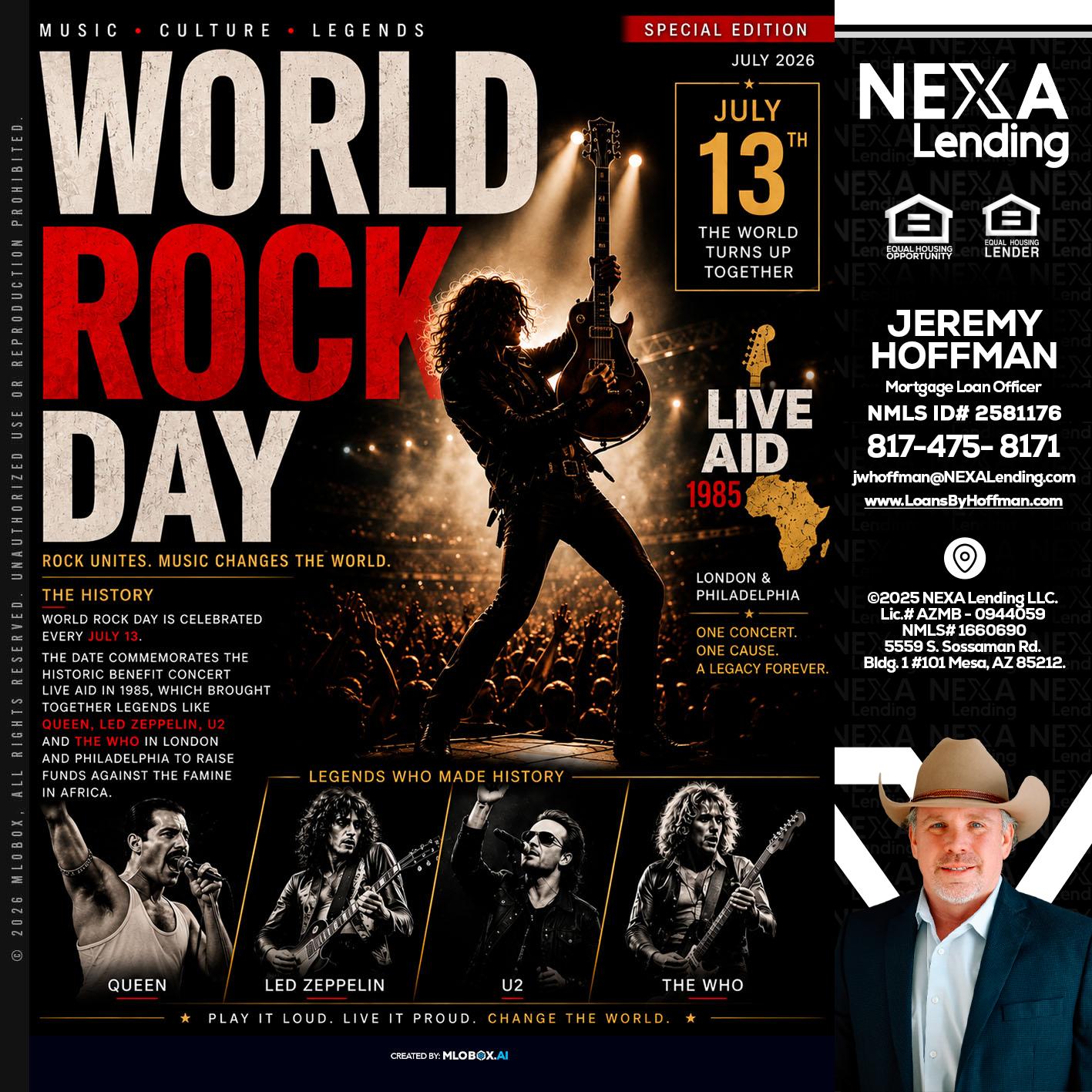 WORLD ROCK MUSIC DAY - Jeremy Hoffman -Mortgage Loan Officer